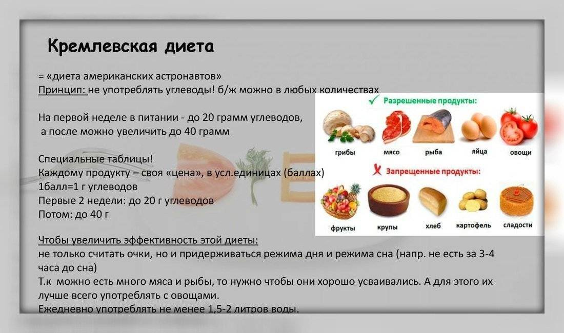 Кремлевская диета для похудения: отзывы, меню, таблица баллов, рецепты