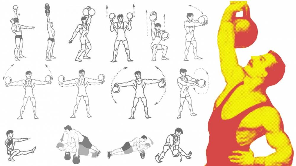 12 упражнений с гирей 16 кг на все группы мышц