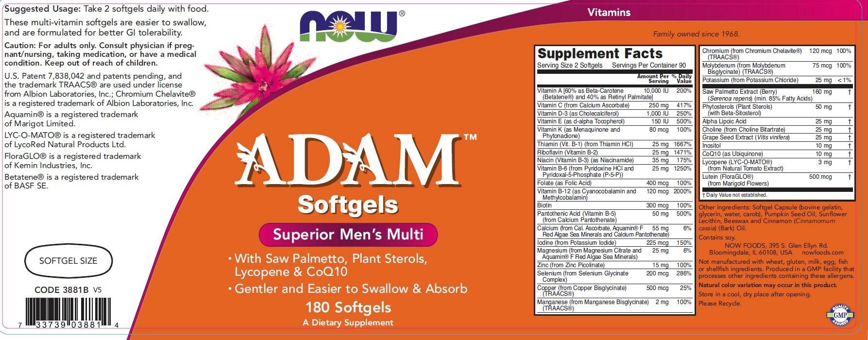 Мультивитамины adam для мужчин от now foods: инструкция, состав, как принимать