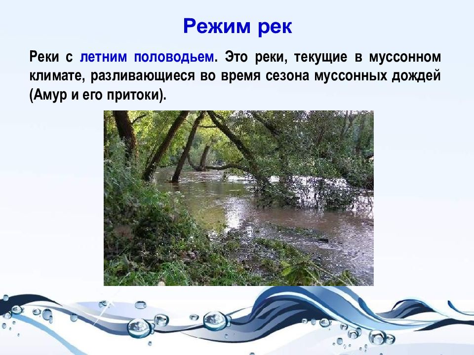 Питание и режим рек. тип питания рек. фазы водного режима какие реки имеют снеговое питание