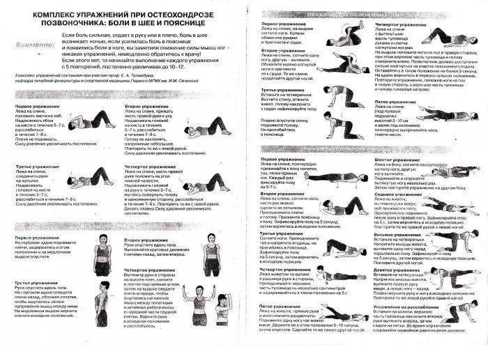 Упражнения при хондрозе поясницы: список лучших