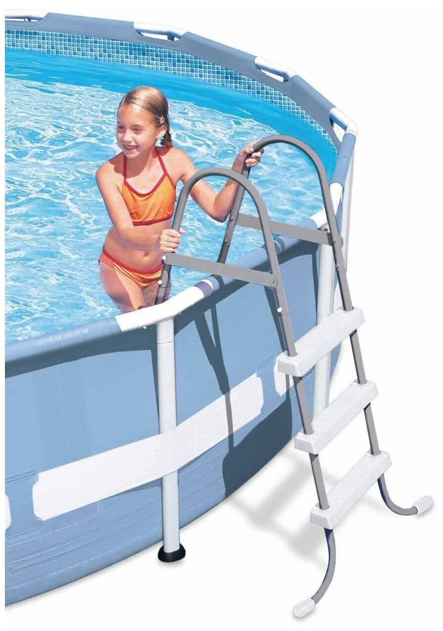 Лестница для бассейна: как выбрать, разобрать, сделать и чем заменить двухстороннюю, одностороннюю, пластмассовую, металлическую лестницу