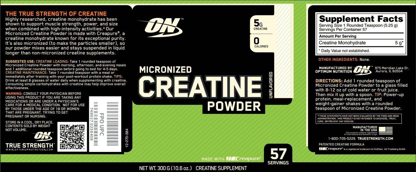 Micronized creatine powder 600 гр. (optimum nutrition)