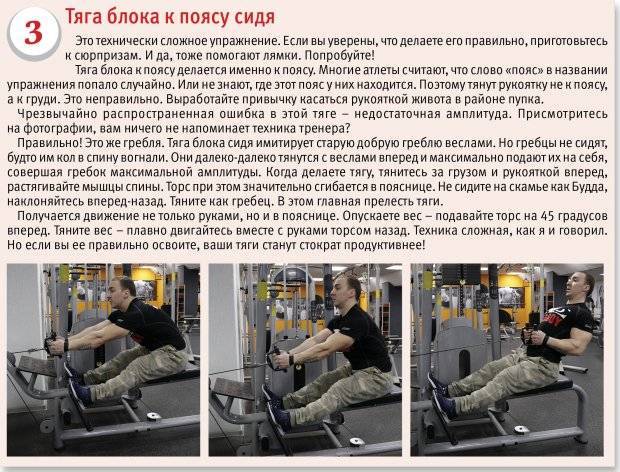 Тяга горизонтального нижнего блока к поясу для мужчин и женщин | rulebody.ru — правила тела