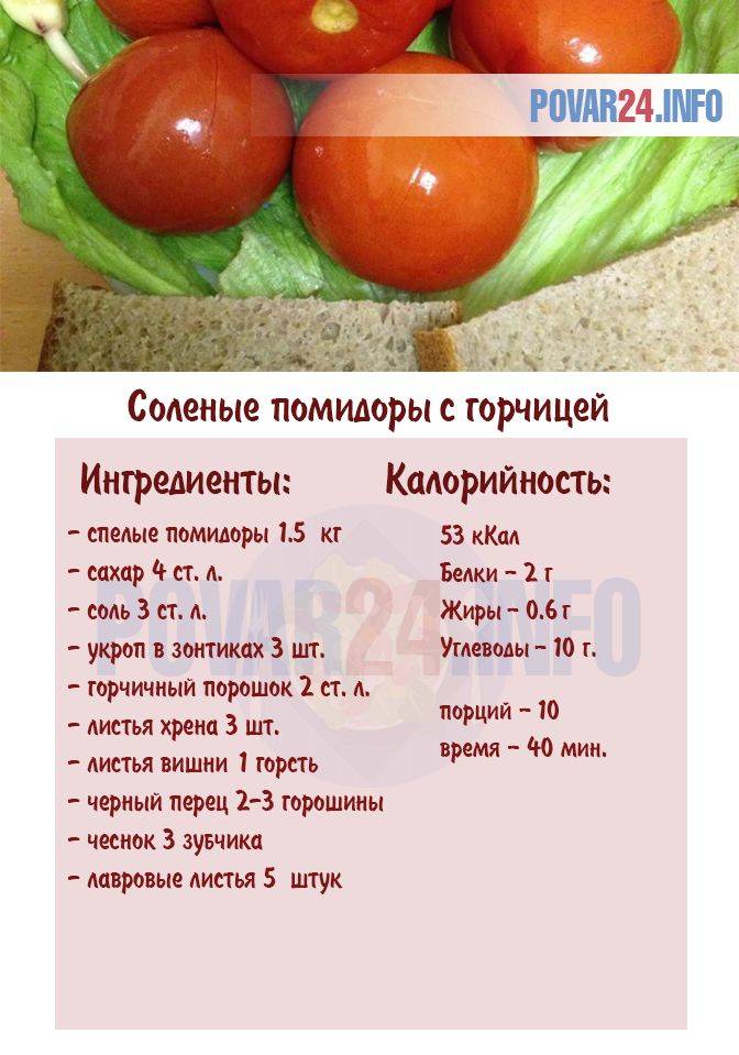 Рецепт огурцы, помидоры маринованные. калорийность, химический состав и пищевая ценность.