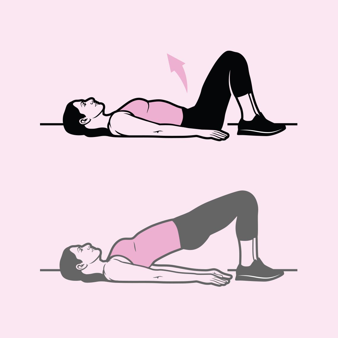 Упражнение ягодичный мостик — подъем таза из положения лежа |