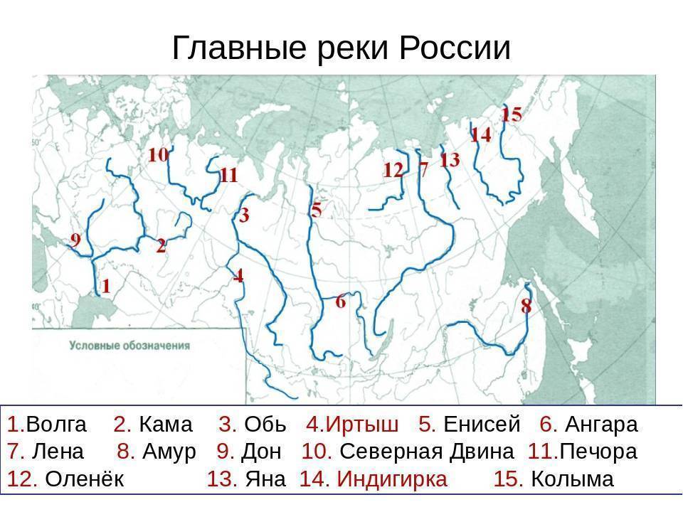 Карта расположения рек