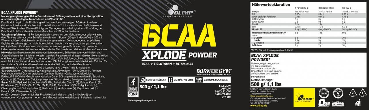 Olimp bcaa 20:1:1 xplode powder. выгодные преимущества, состав и схема приема bcaa xplode powder