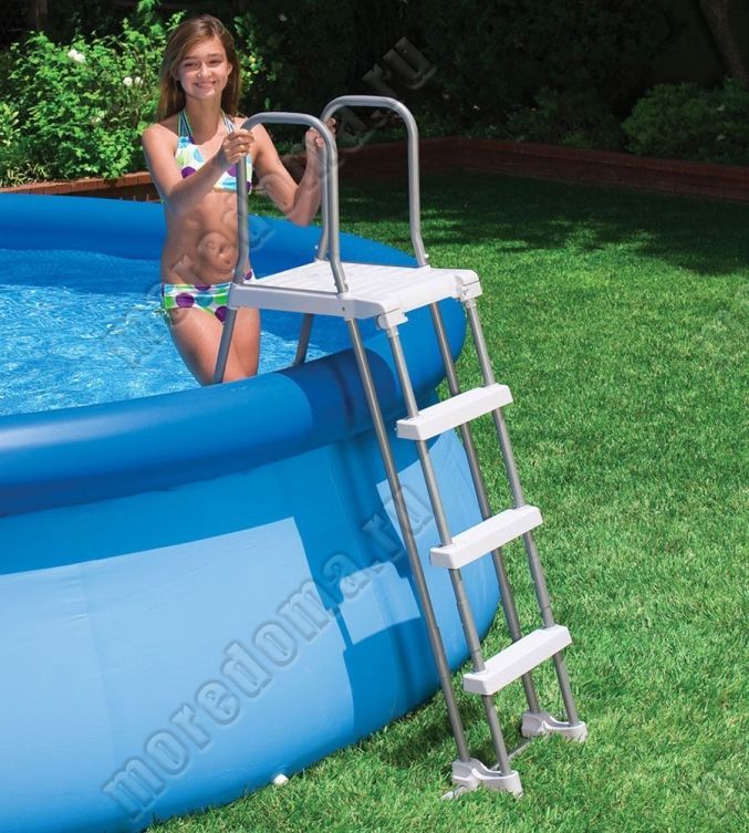 Лестница для бассейна: каркасного, надувного, стационарного, три модели для изготовления своими руками