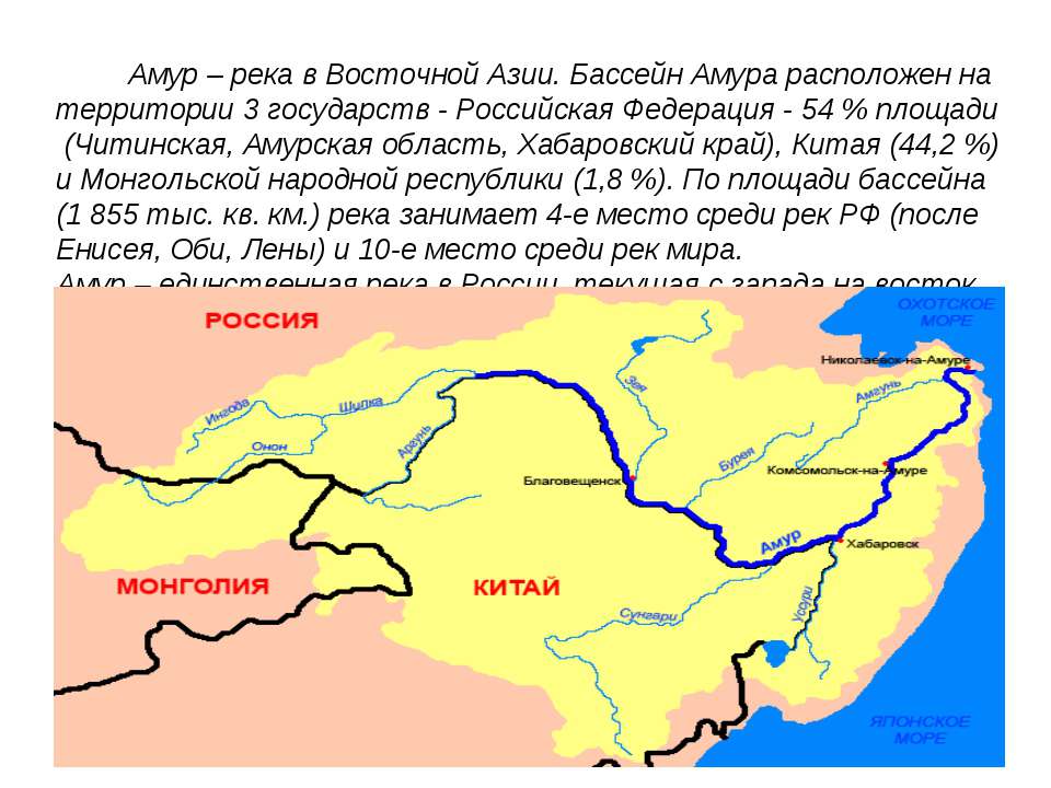 Река амур - бассейн и характер течения, питание, климат