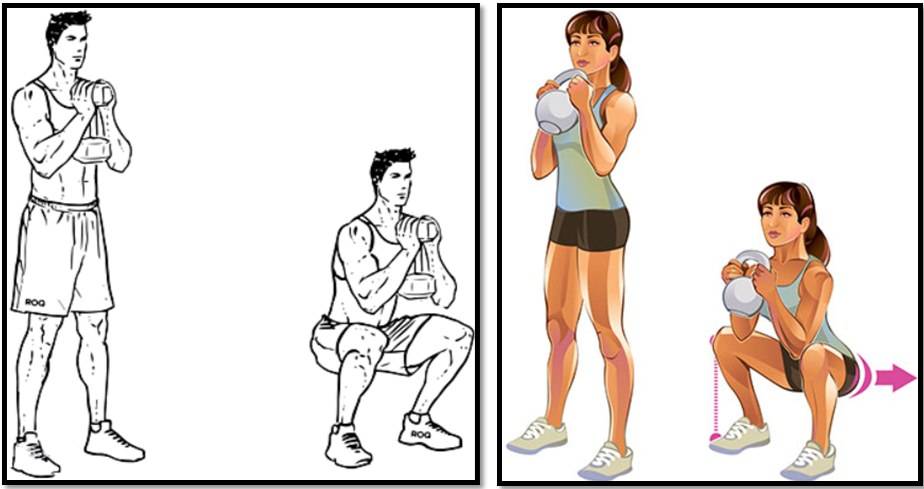 Приседания с гирей в гоблет или плие, кубковый присед и упражнение сумо для девушек. польза таких тренировок для ягодичных и мышц и ног