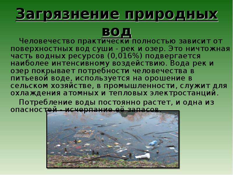 Проект загрязнение воды 8 класс